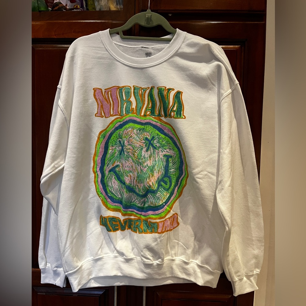 NIRVANA White Sweater with Multicolor Graphic